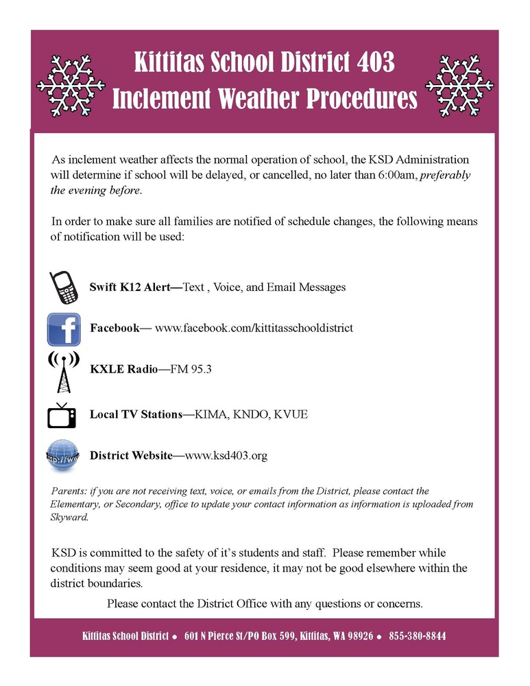 KSD Inclement Weather Procedures